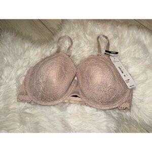DKNY Womens Superior Lace Balconette Bra Underwire Womens 36DD Rose Beige DK4500